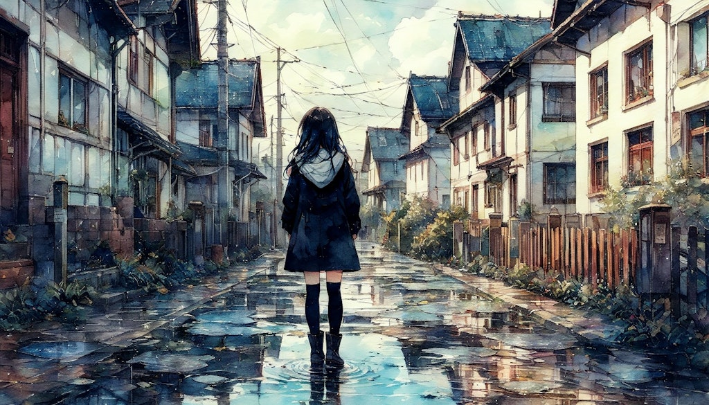 街と水たまり、少女235