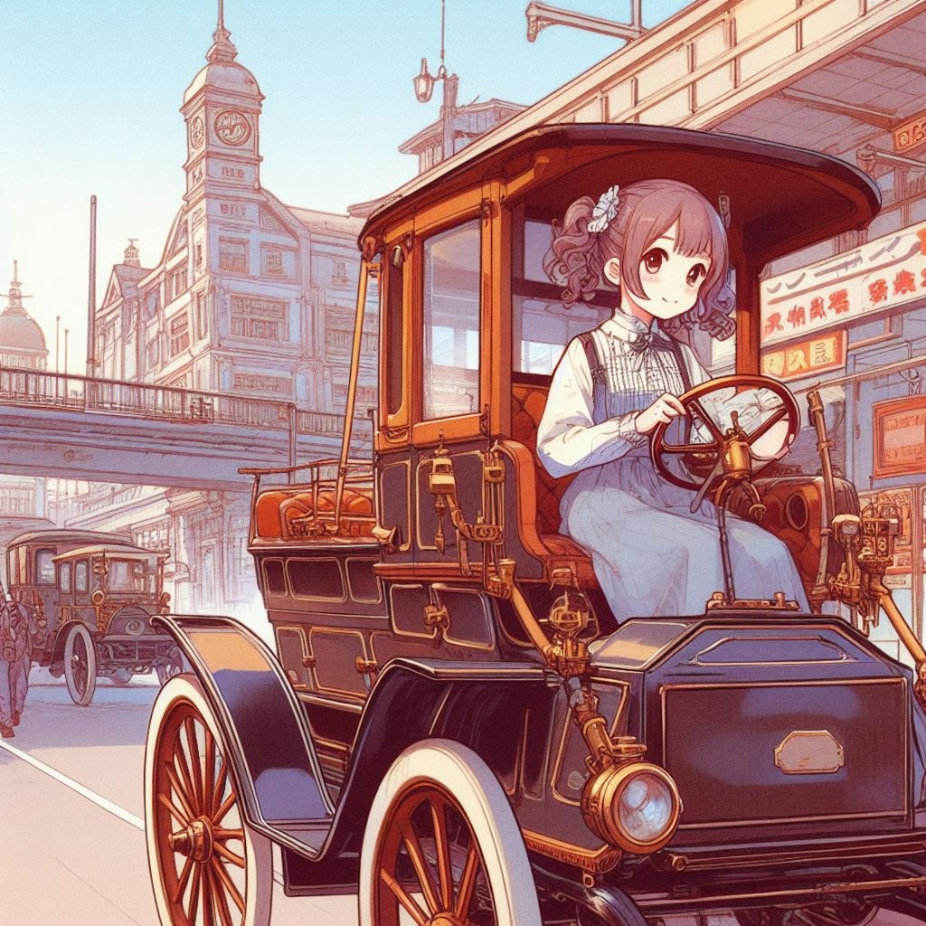 蒸気自動車と少女