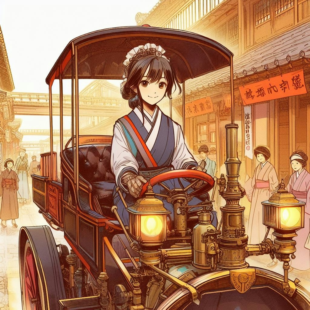 蒸気自動車と少女