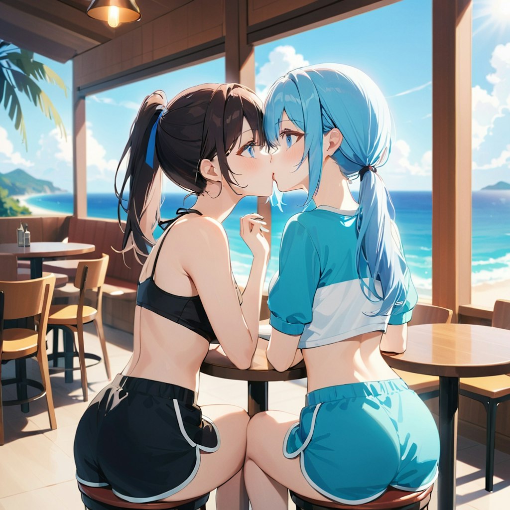 海浜食堂で百合２