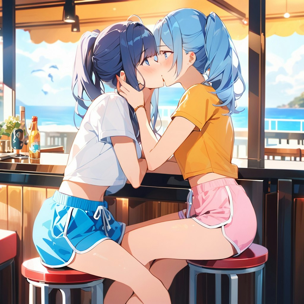 海浜食堂で百合２