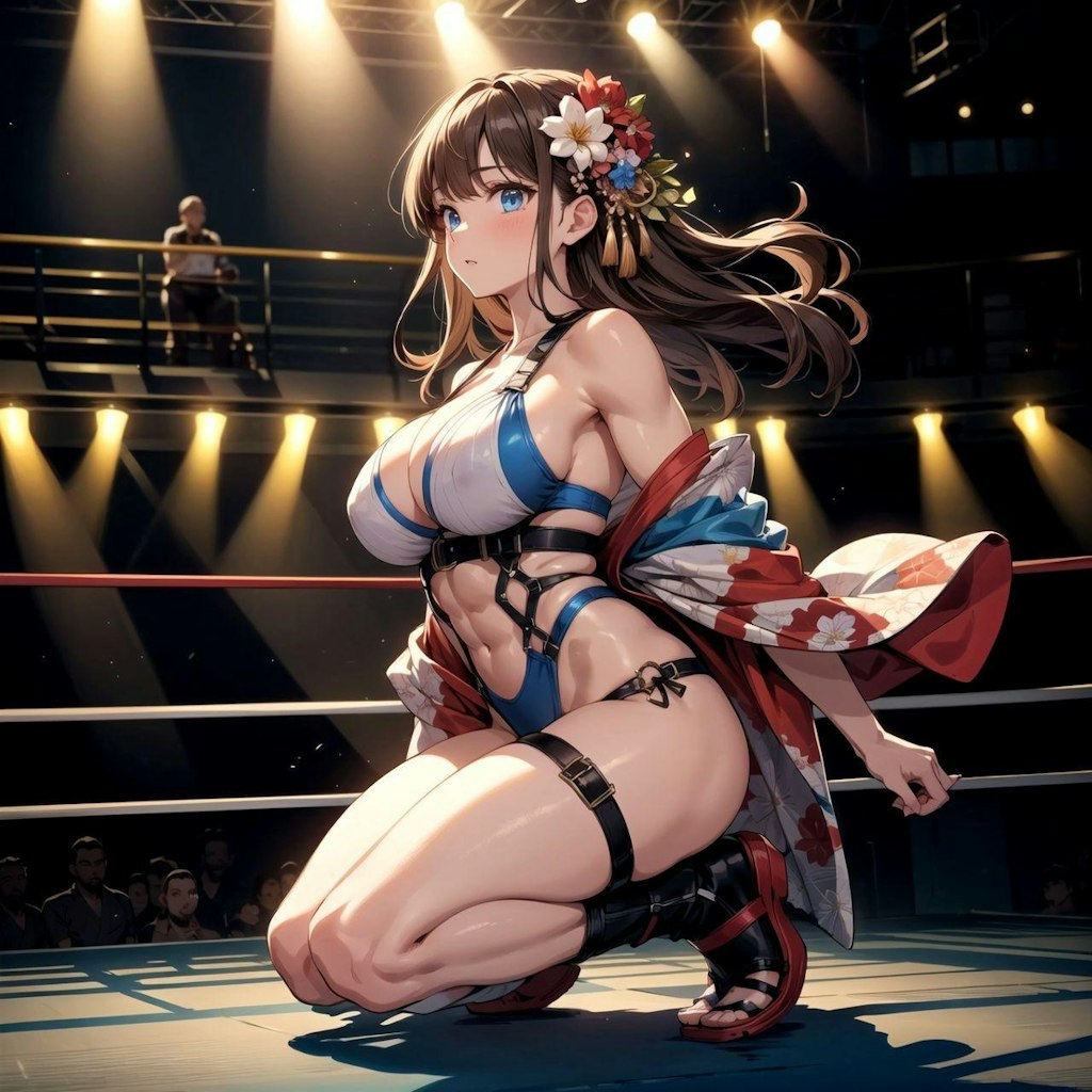 和服の女子プロレスラー