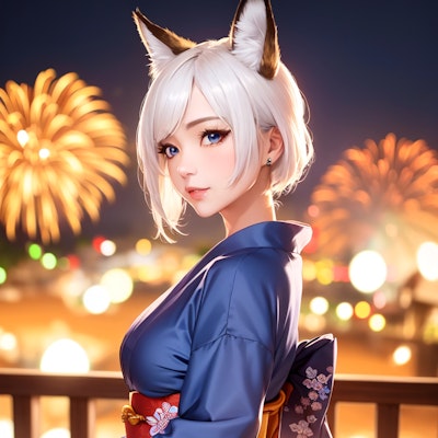 日本の夏の白狐
