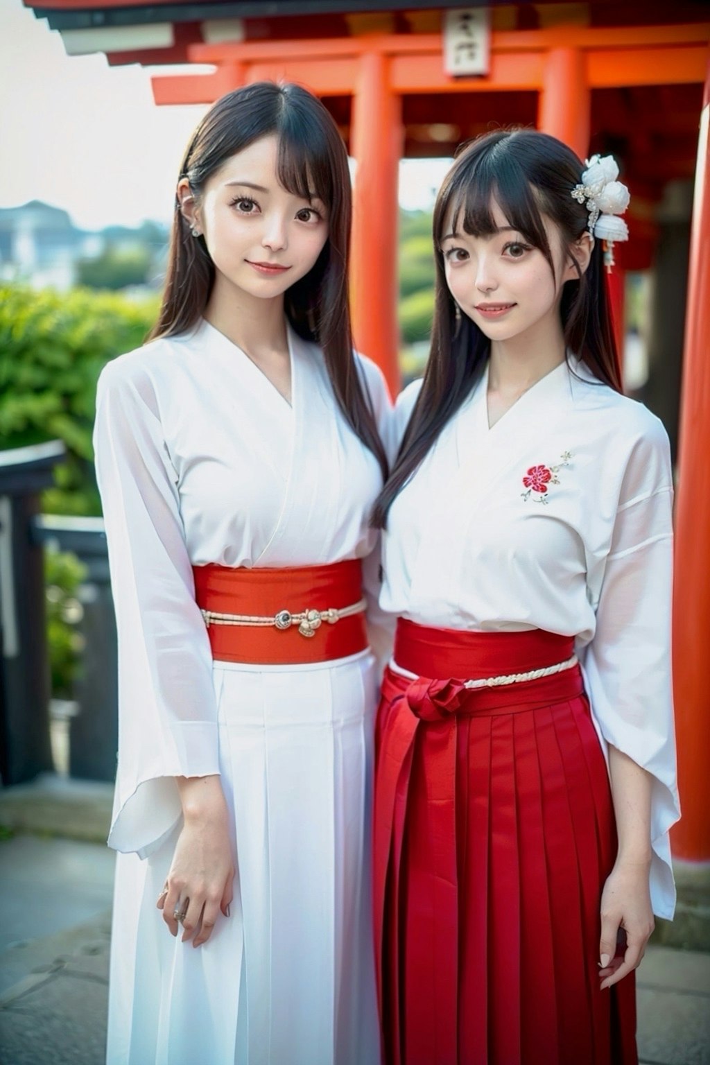 弥彦神社で神子の写真