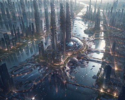 近未来都市 | の人気AIイラスト・グラビア