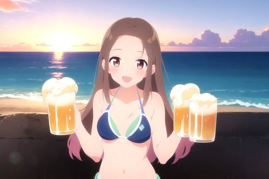 一昔前のビールのポスター風😅