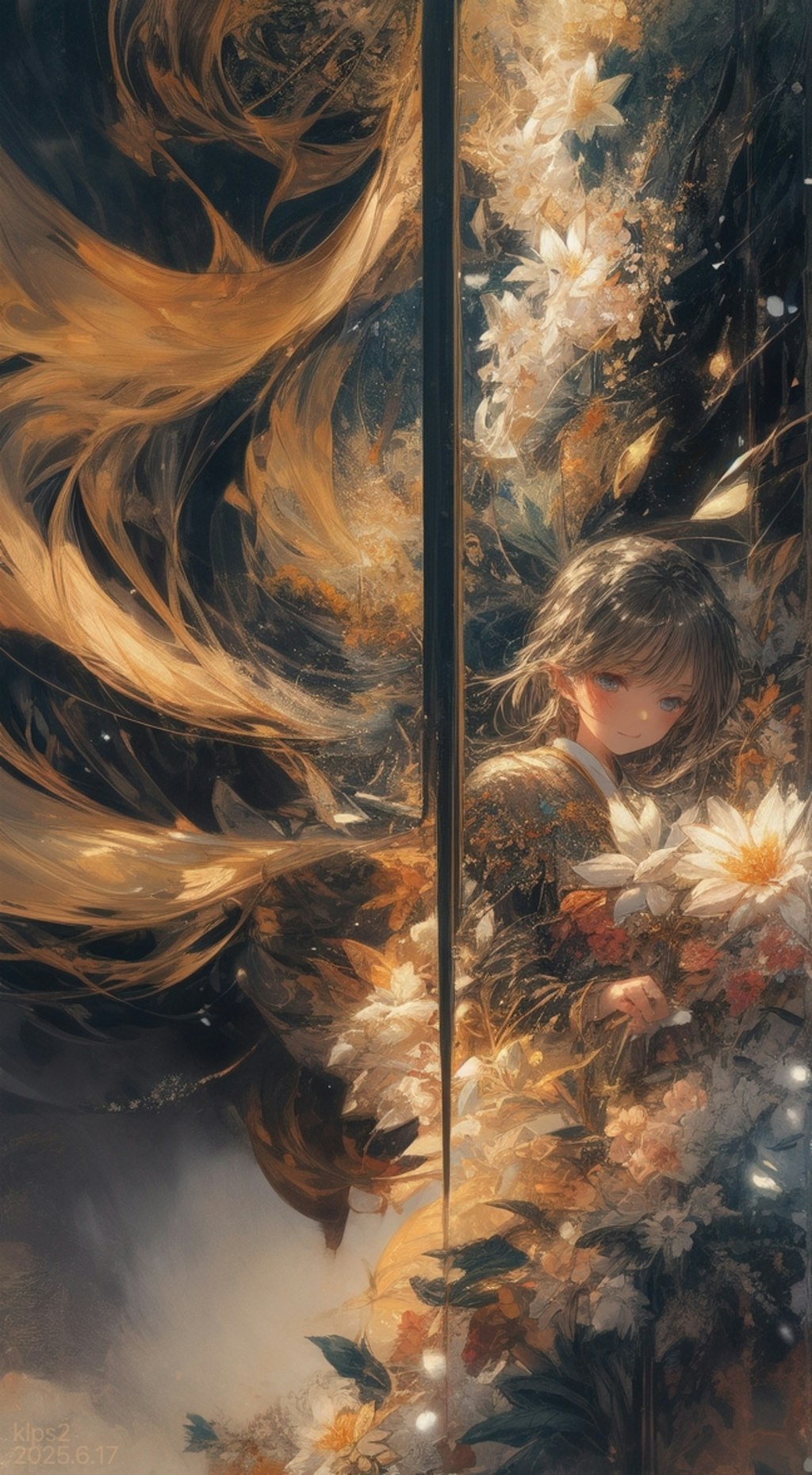 障壁画の少女、花鳥風月 (23000いいねありがとうございます)
