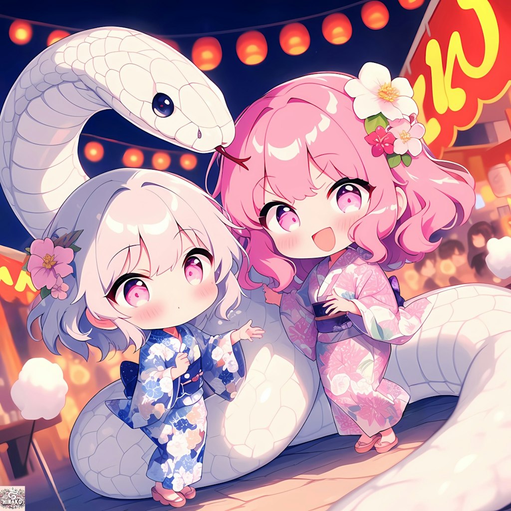 みんなで🎵夏祭りに🎵れっつらごー😆💖🐍🎀🐍