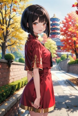 秋のチャイナドレス