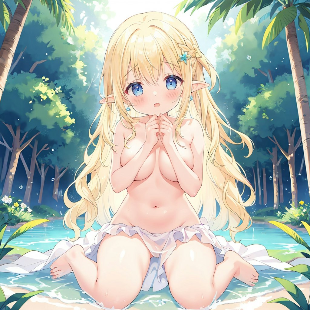 水浴びエルフちゃん