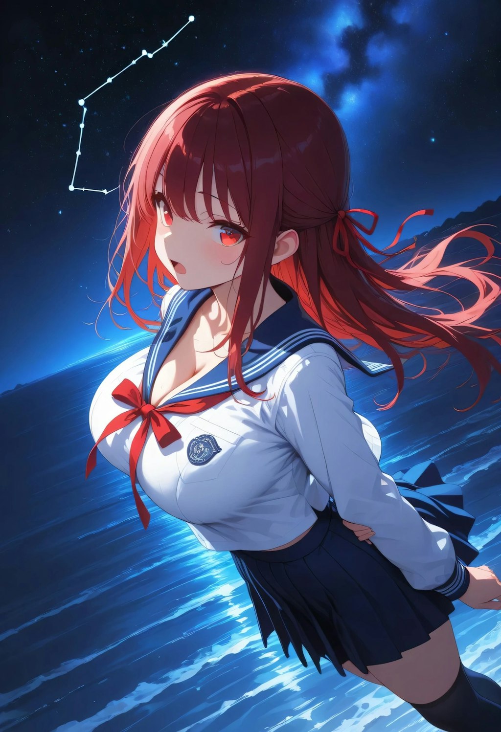 夜にたたずむマリ先輩