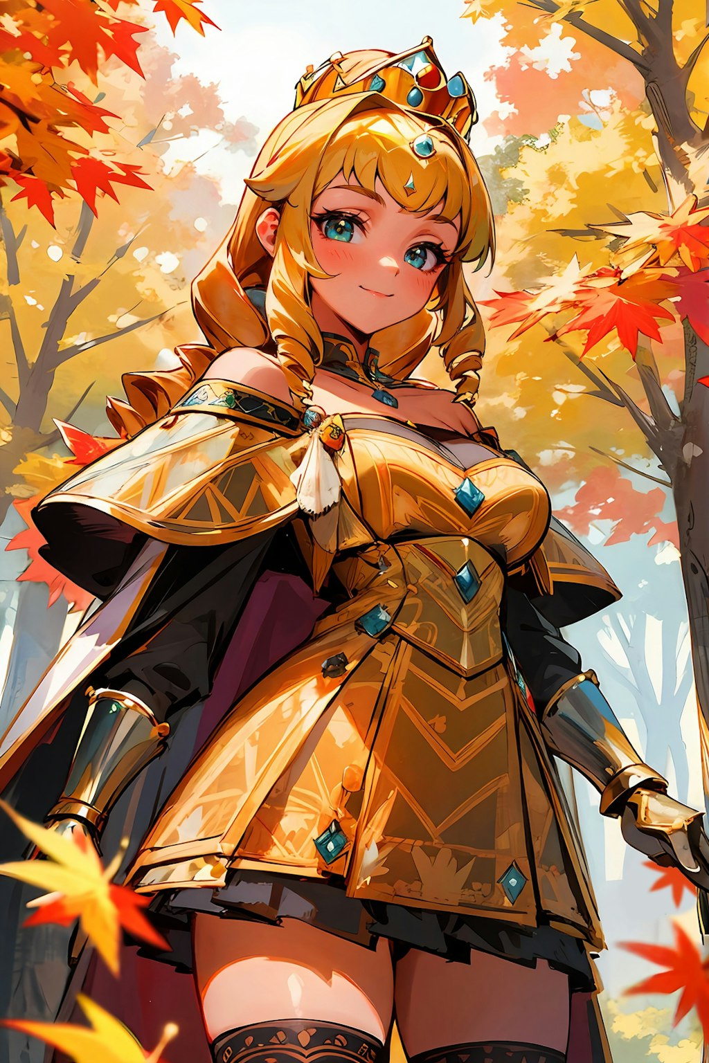 2枚] オフショルダー姫騎士 in 紅葉