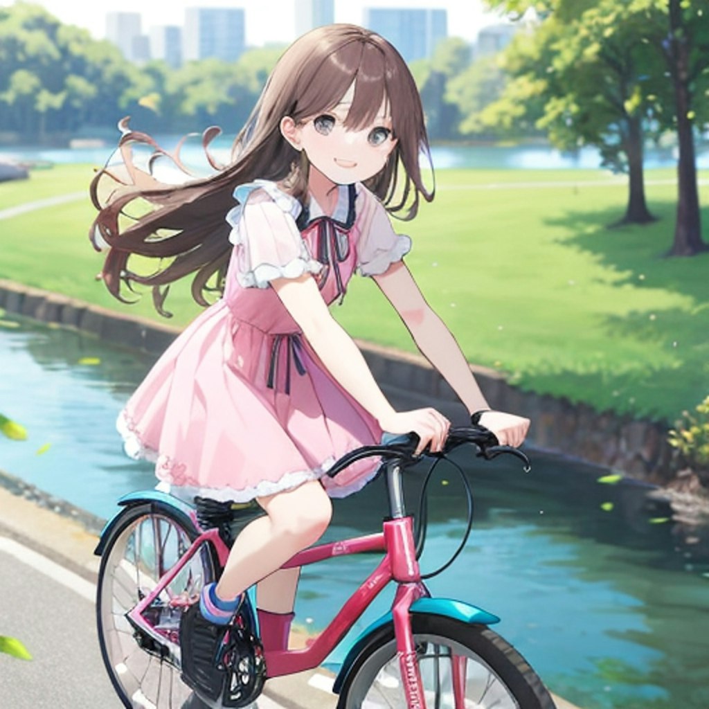 自転車で