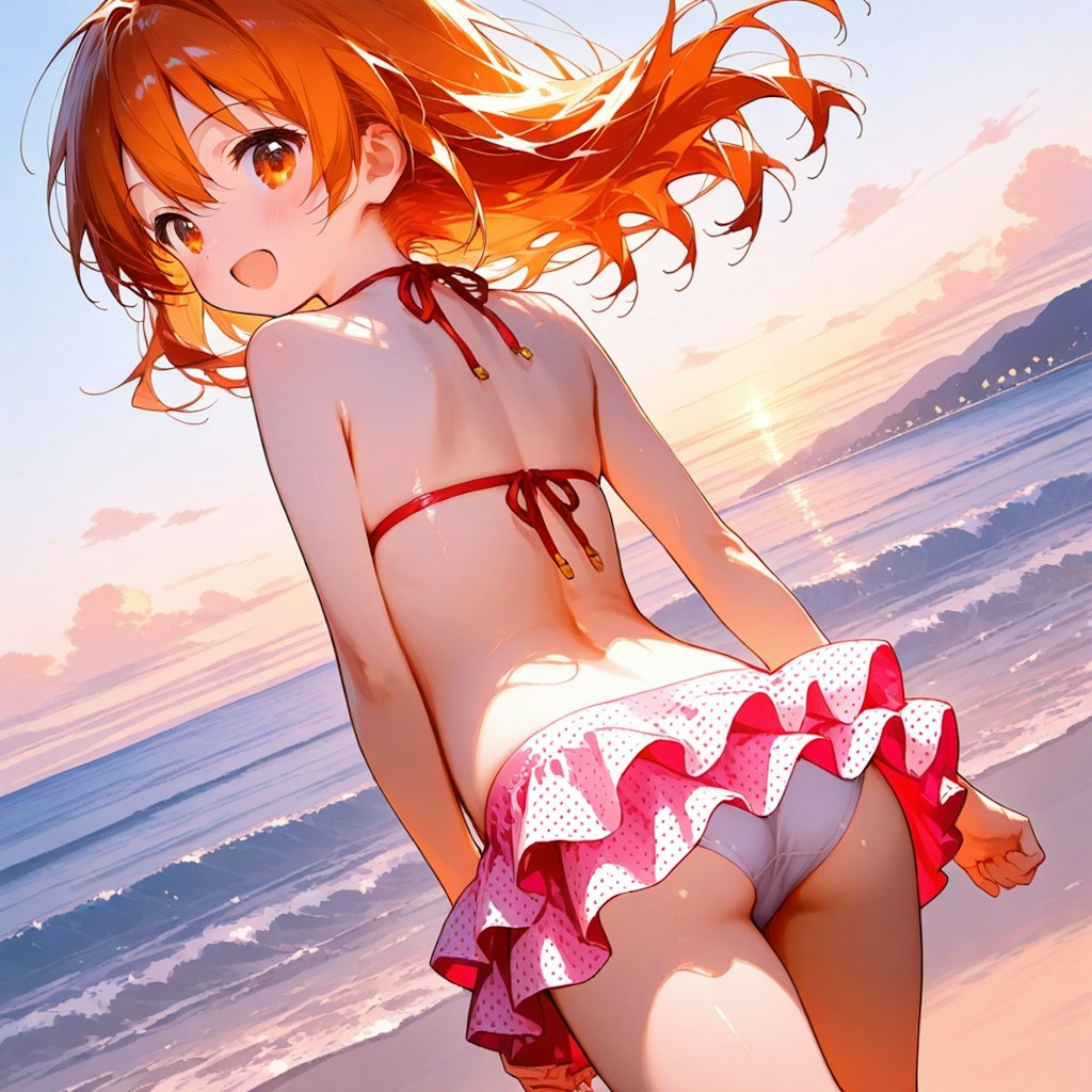 ららちゃん　海水浴と夕暮れの海