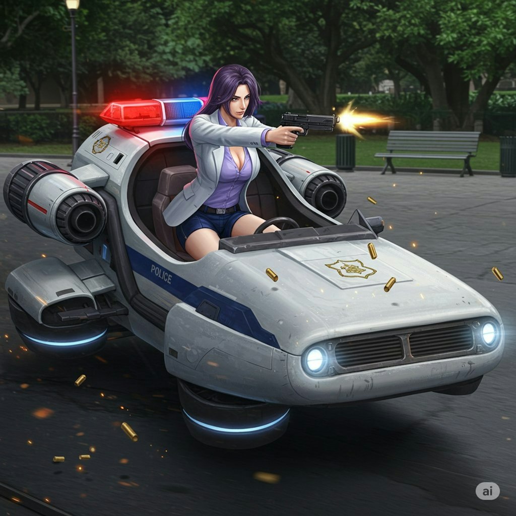タイヤのないパトカー