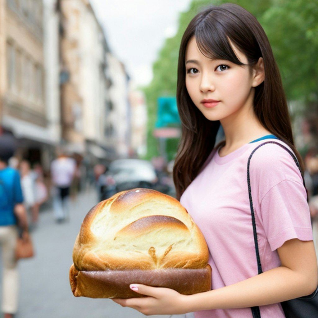 お昼ごはんは大きなパン