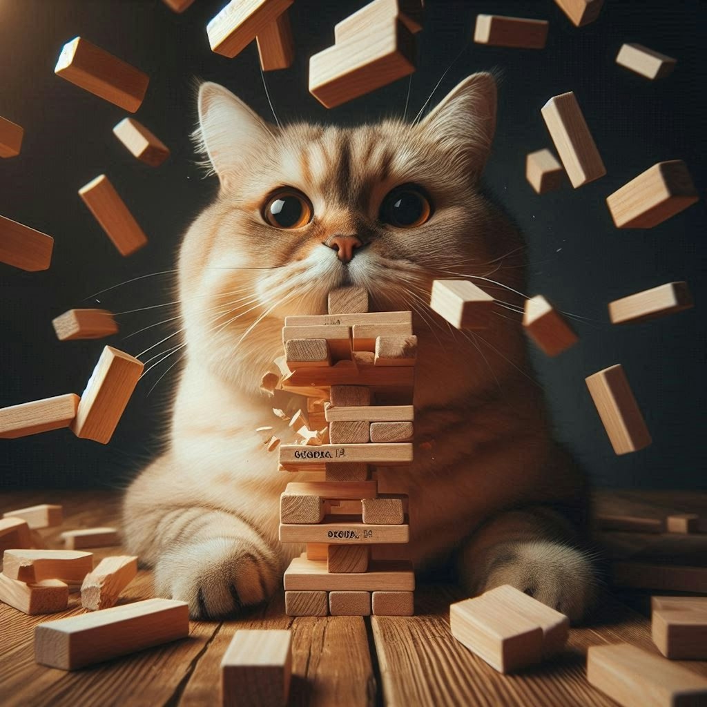ジェンガする猫
