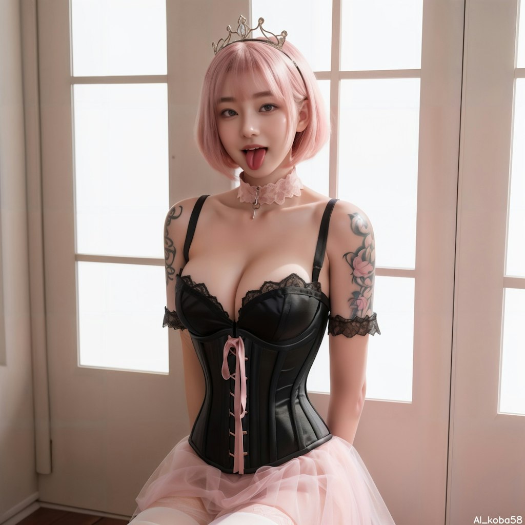 Vol124_pink Lace-up Corset