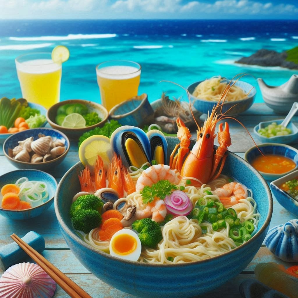 沖縄でseafood noodle