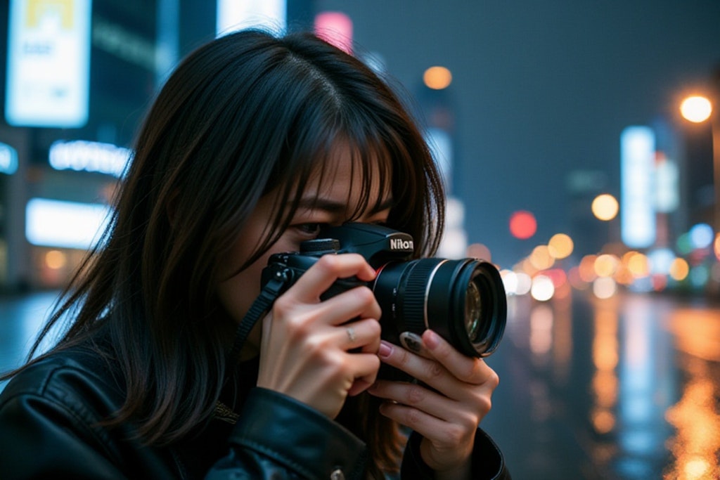 都会の夜景を撮るフォトグラファー