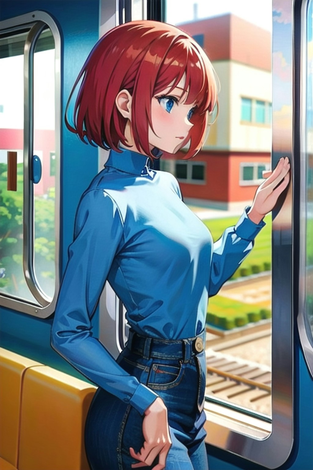 車窓を見つめる女の子🚃