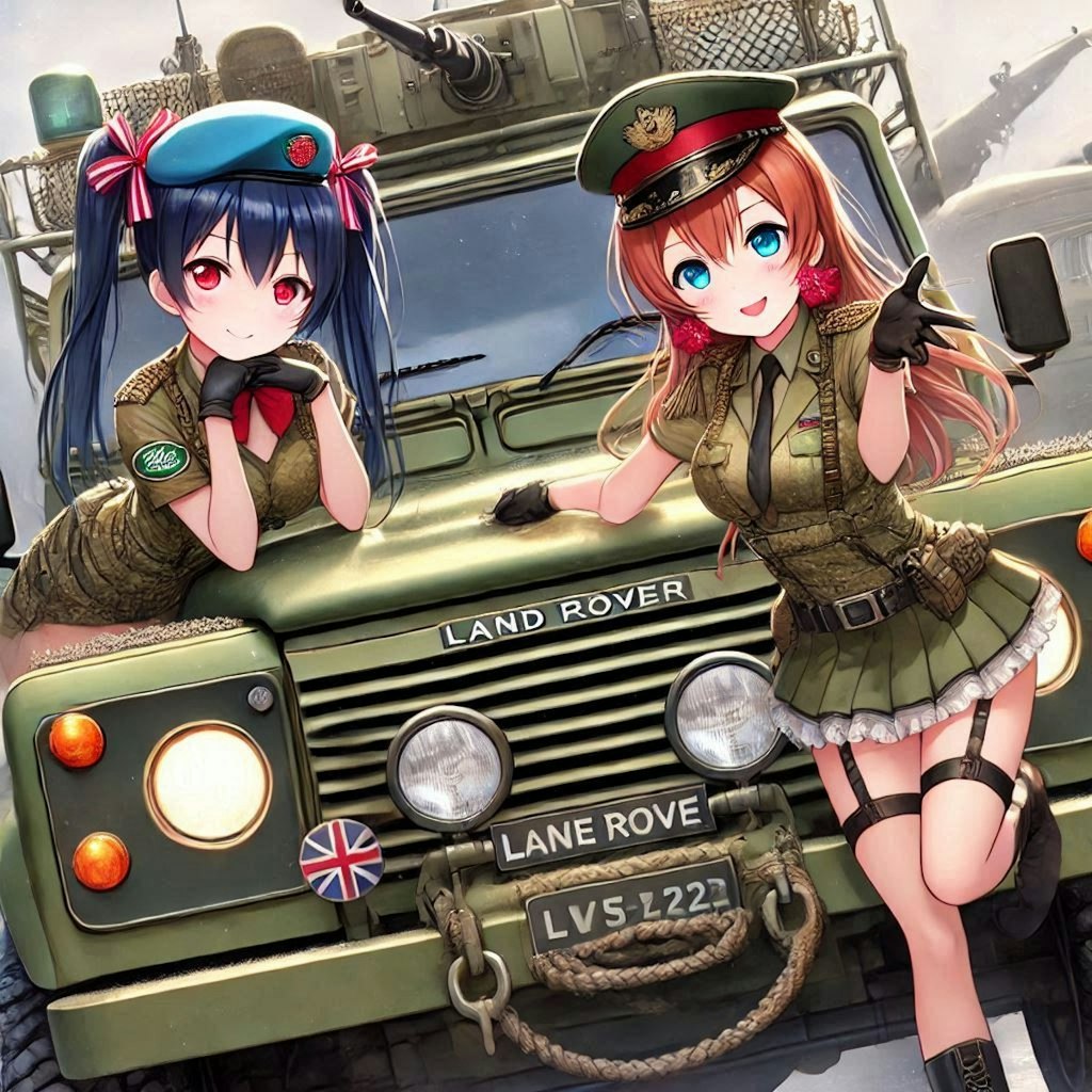 ラブライブキャラとランドローバーディフェンダー軍用車