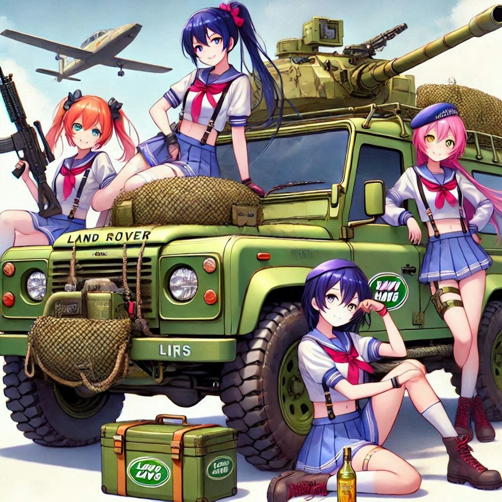 ラブライブキャラとランドローバーディフェンダー軍用車