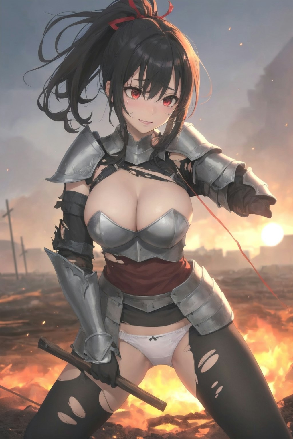 敗北した女戦士