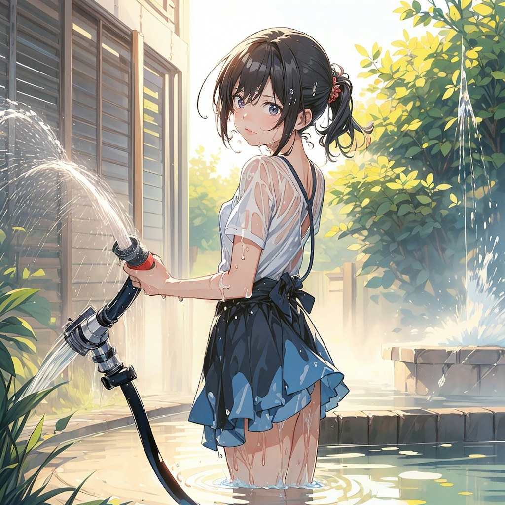 水を撒く少女①