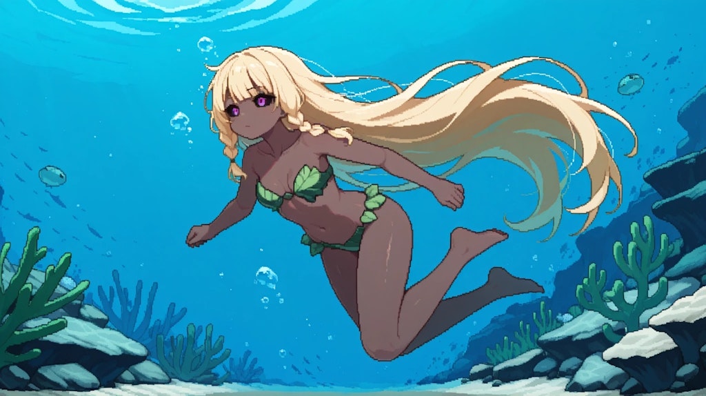 葉っぱの上の女の子たち
