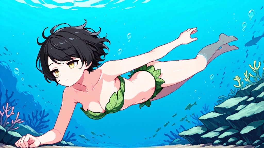 葉っぱの上の女の子たち
