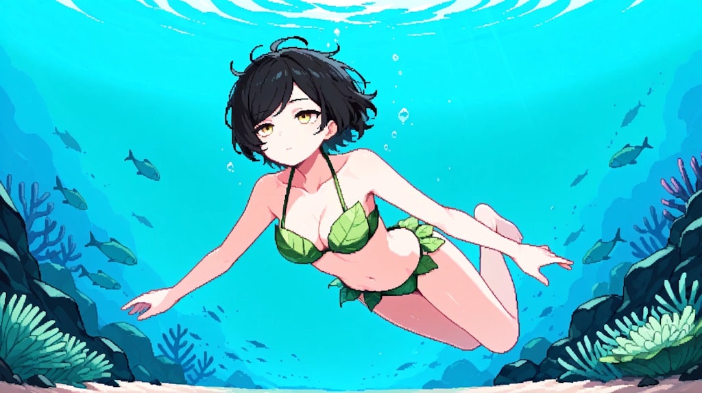 葉っぱの上の女の子たち