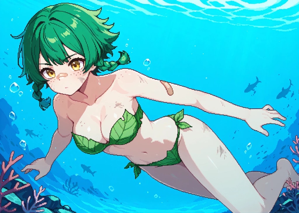 葉っぱの上の女の子たち