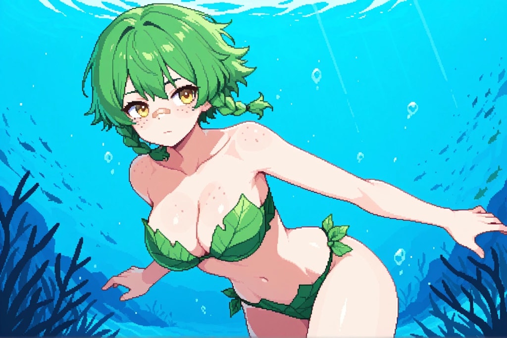 葉っぱの上の女の子たち