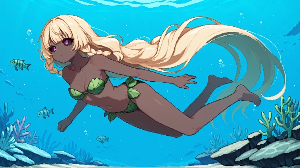 葉っぱの上の女の子たち