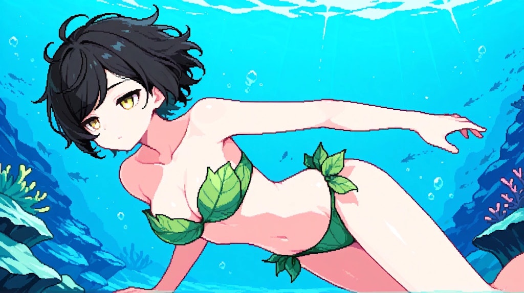 葉っぱの上の女の子たち
