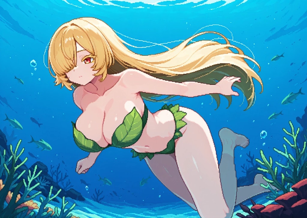 葉っぱの上の女の子たち