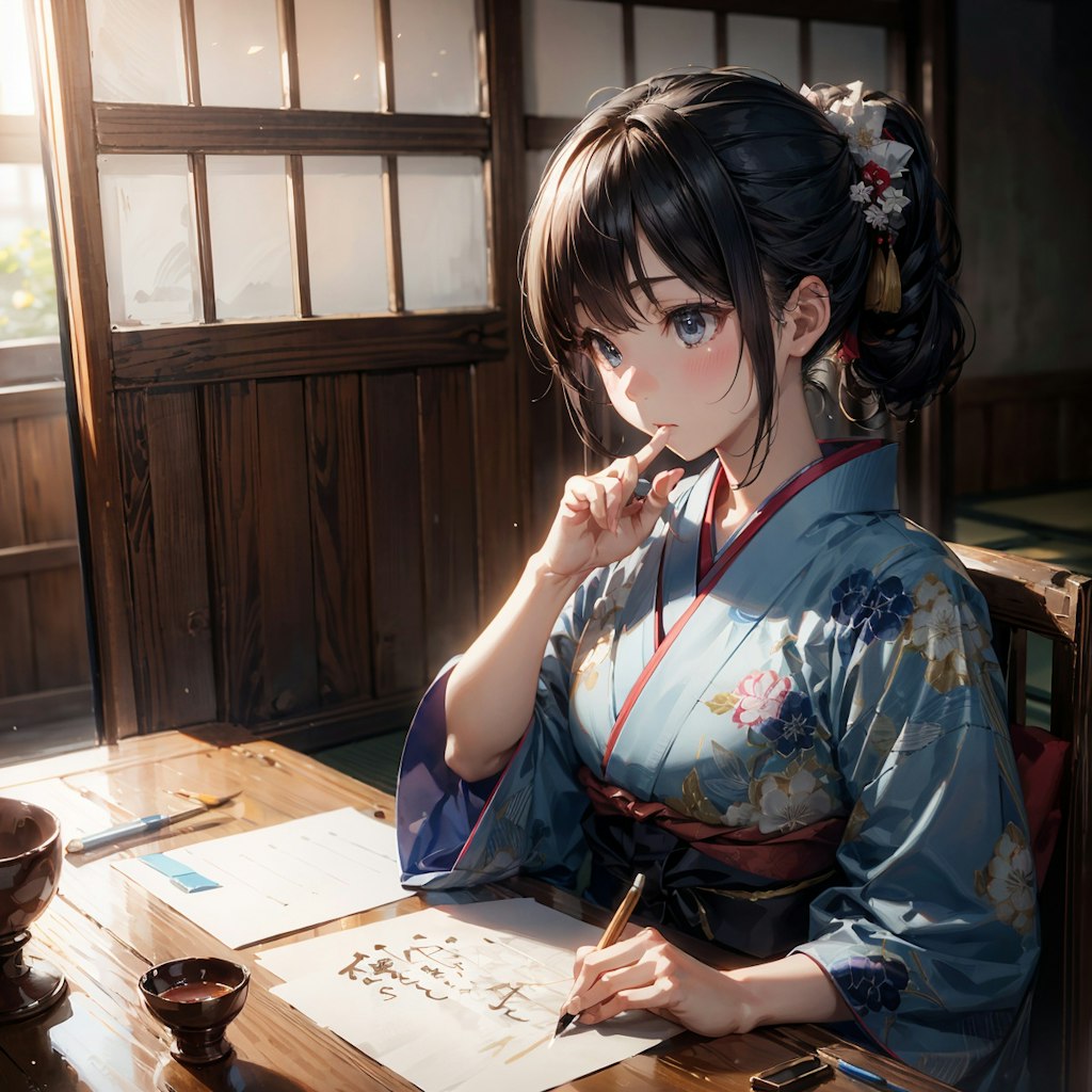 君想フ文ヲ認メル