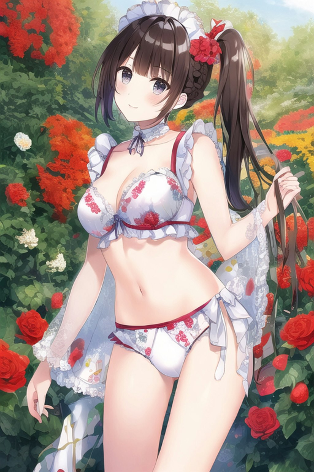 Flower Print Red Maid