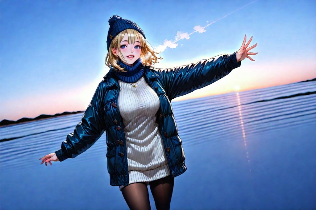 初日の出の隣のお姉さん