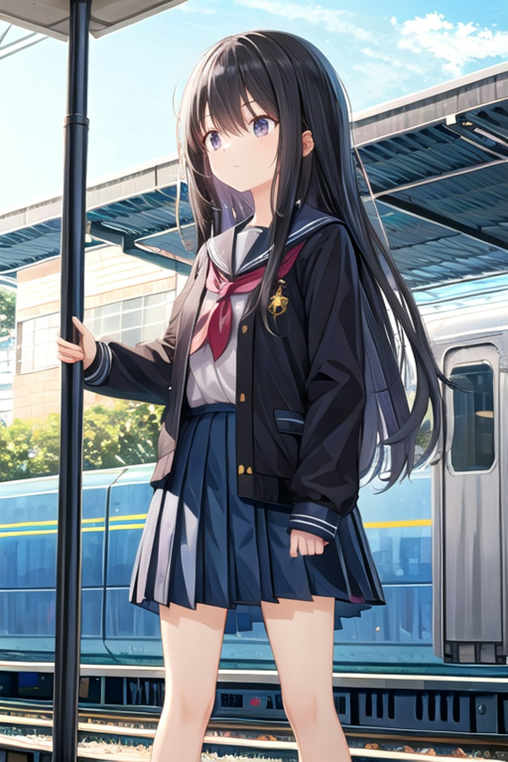 電車を待つ女の子