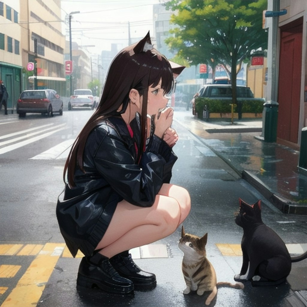 びしょ濡れの猫を連れ帰ろうとしたら自分が猫にされてしまう女の子