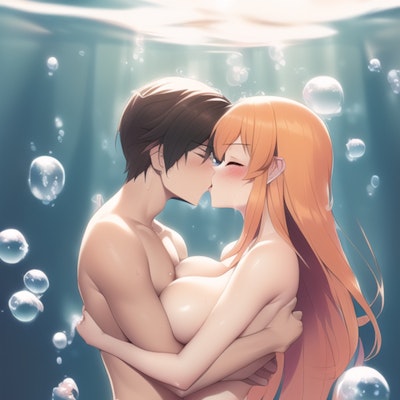 水中で愛し合う二人