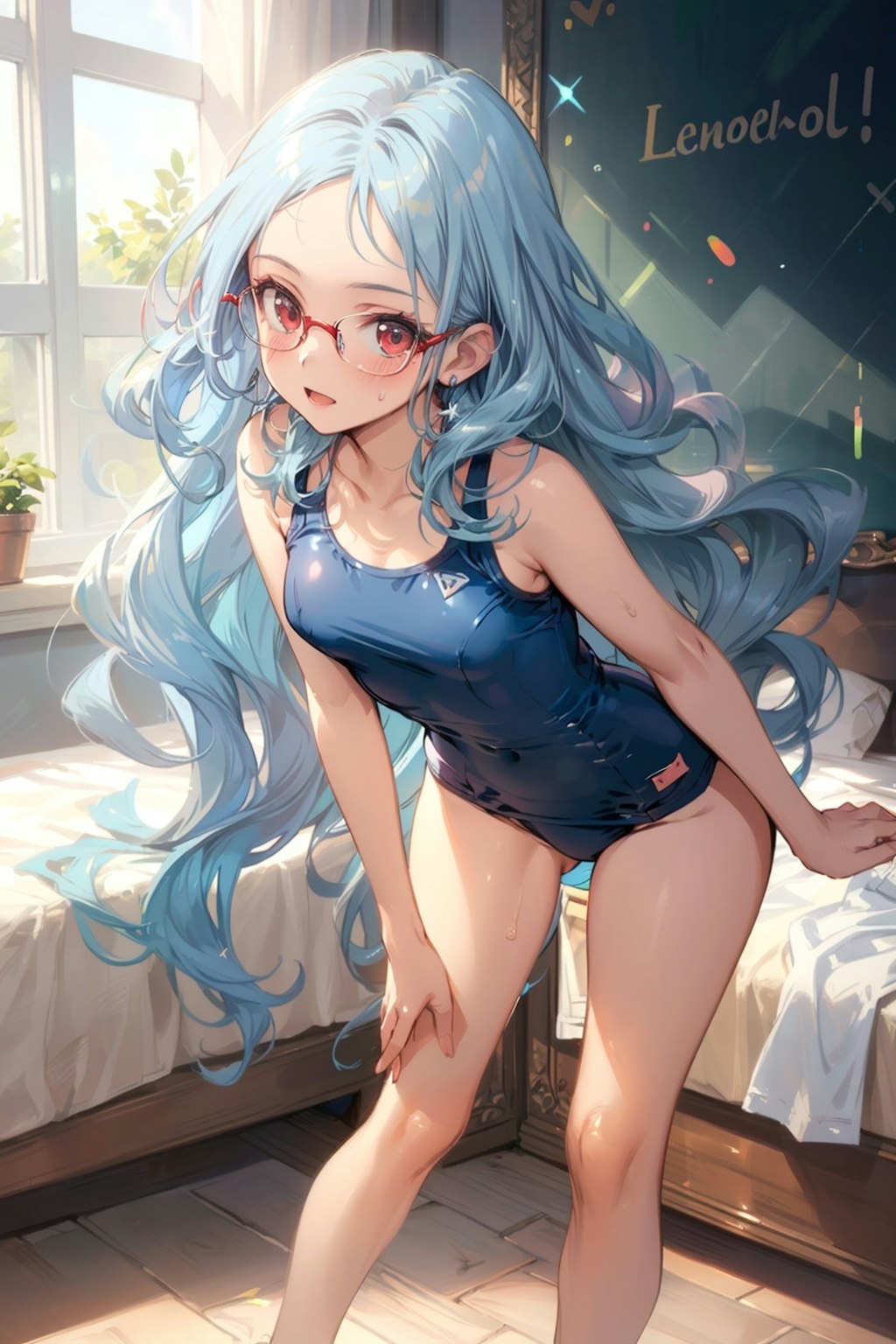 スク水の眼鏡っ娘