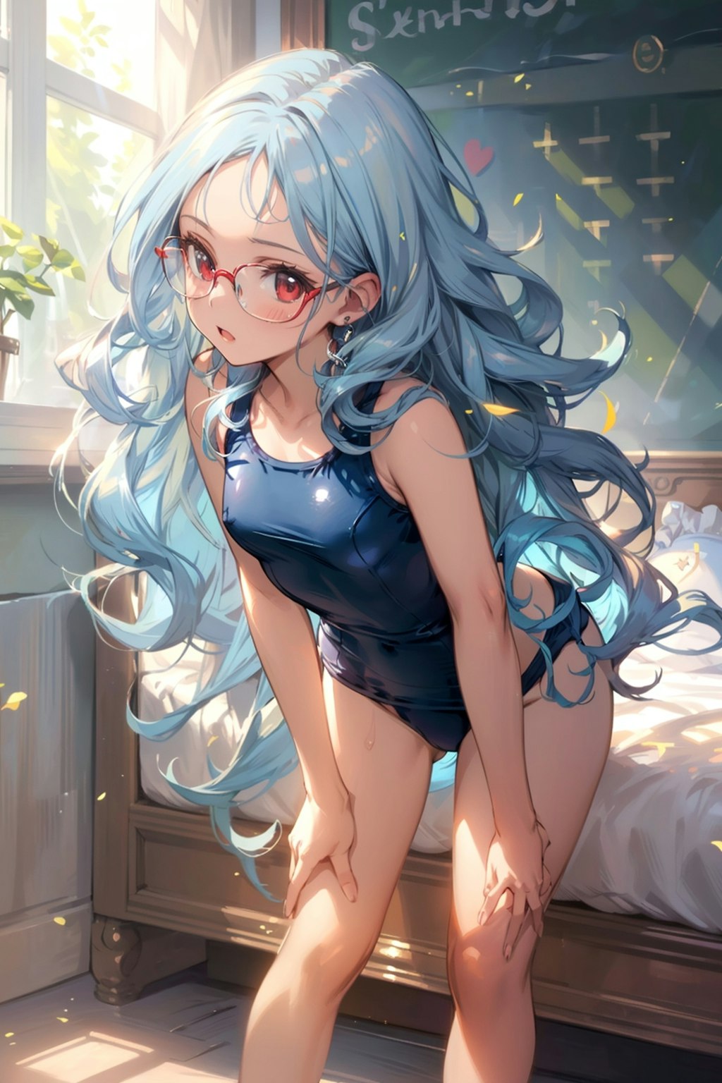 スク水の眼鏡っ娘