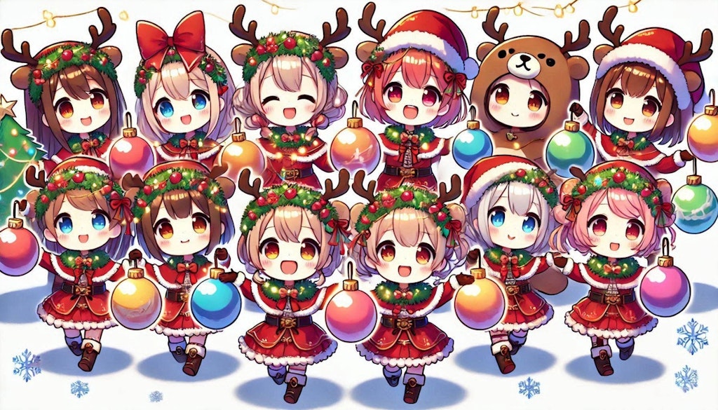 クリスマスオーナメントを運ぶちびちゃんず