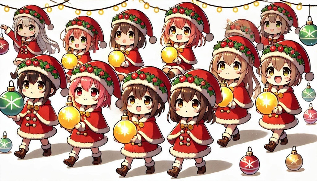 クリスマスオーナメントを運ぶちびちゃんず