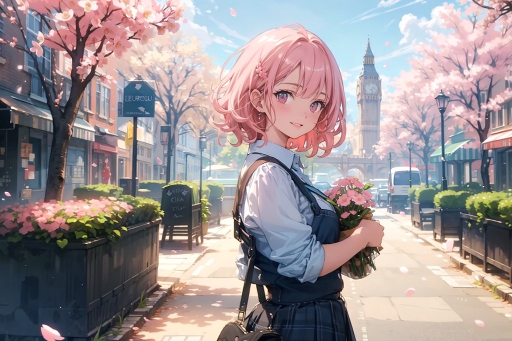 桜咲くロンドンの街