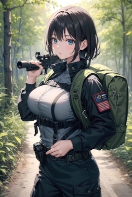 行軍中の女兵士