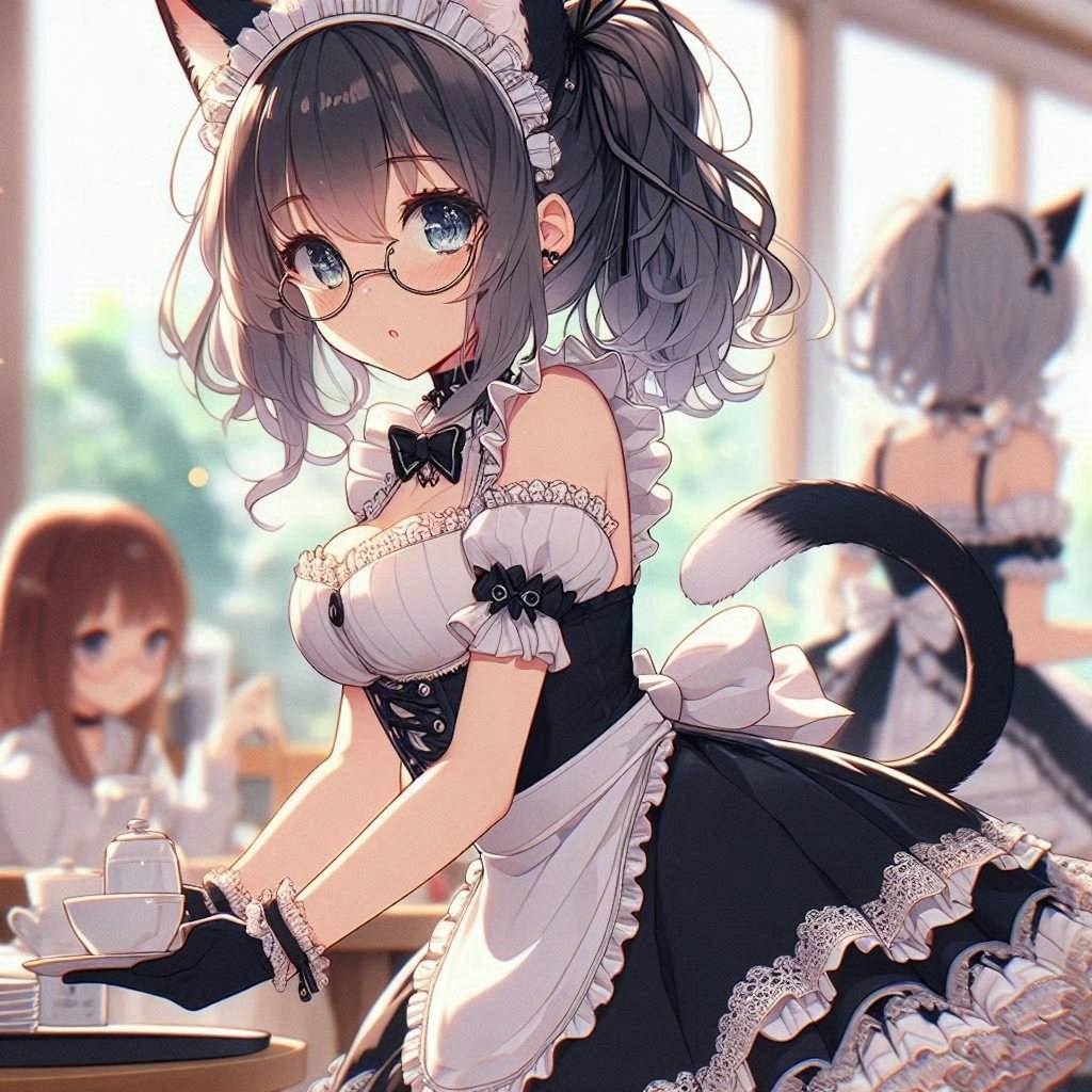 🐱猫耳娘のメイドカフェ🐾ご奉仕中のメイドさん(*´ω｀*)